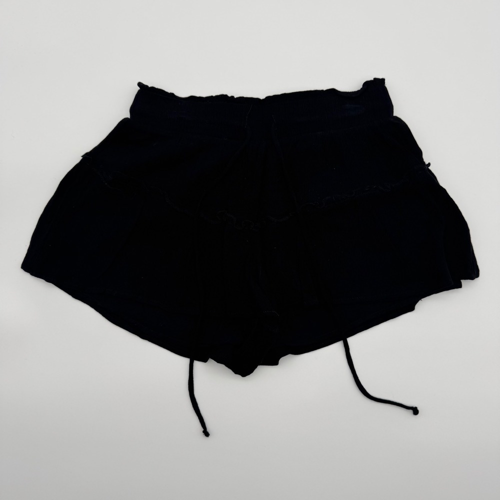 Altar'd State Black Tiered Ruffle Shorts Smocked Waist Boho Summer Womens Small